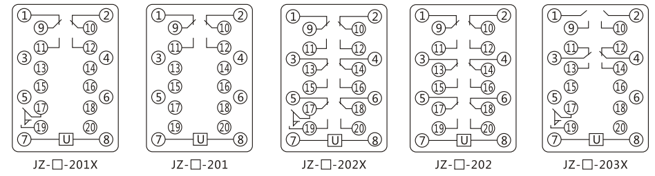 JZY（J)-213靜態(tài)中間繼電器內(nèi)部接線圖及外引接線圖