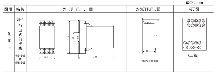DZY（J)-424導軌式中間繼電器外形結(jié)構及開孔尺寸圖