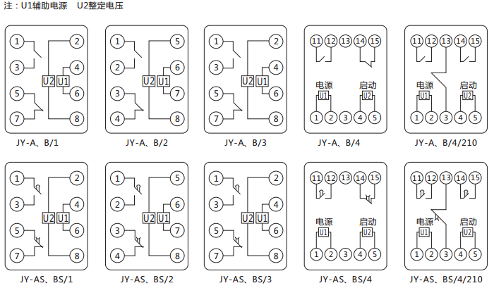 JY-BS/3集成電路電壓繼電器內部接線及外引接線圖